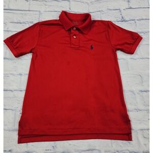 Polo Ralph Lauren BOYS SIZE S 8 Performance Red Polo Shirt Black Pony